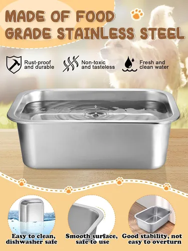 Vista 2 de Cuencos grandes para perros de 1.5 galones, tazón de acero inoxidable de grado alimenticio para agua y comida para perros, sin derrames, alta