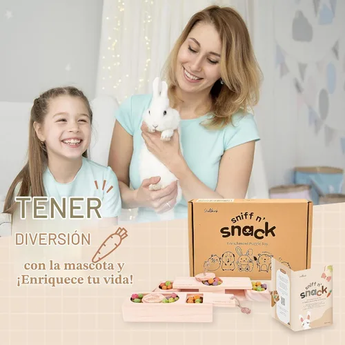 Vista 9 de SoulThink® Juguetes Interactivos Avanzados de Madera para Conejos Mascotas - Juguetes Masticables Olfatea y Come para Golosinas de Conejo, Adecuados