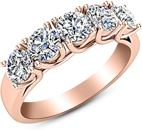Vista 7 de Houston Diamond District 1 to 3 CT Round Diamond 5 Stone Anniversary Ring Band Platinado