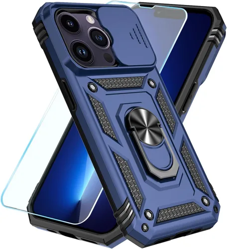Vista 19 de SunStory Funda compatible con iPhone 12 Pro Max con protector de pantalla HD, cubierta de cámara deslizante y soporte de anillo giratorio