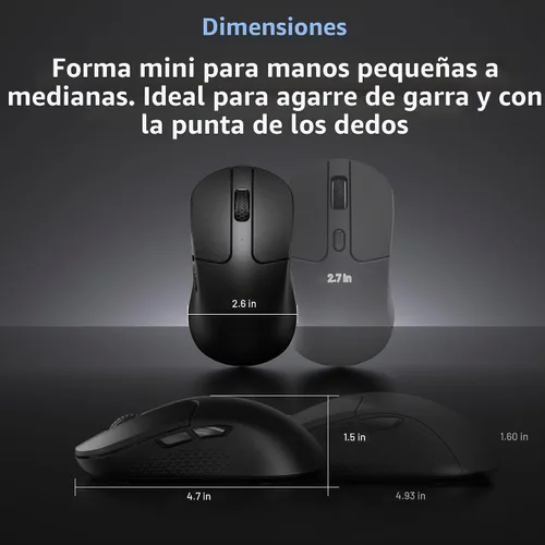 Vista 5 de Keychron M3 Mini 8K Ratón inalámbrico Bluetooth 5.3/2.4 GHz/Ratón óptico con cable, ultraligero de 55g programable con sensor PixArt 3950 hasta
