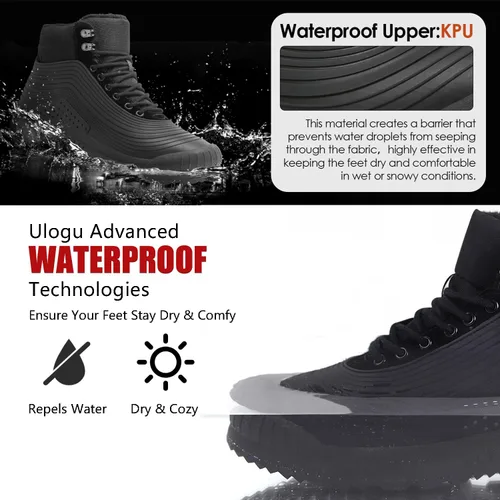 Vista 2 de ulogu Snow Boots for Men WomenInsulated Waterproof Fur Lined BootiesLightweight Winter Shoes