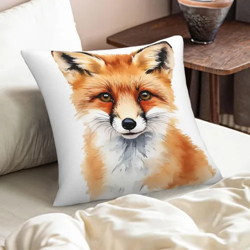 Vista 6 de Bay Fox - Fundas de almohada de 18 x 18 pulgadas, fundas de almohada cuadradas de lino de zorro de acuarela para sofá, dormitorio, sala de estar