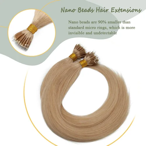 Vista 162 de SEGO Extensiones de cabello humano con micro cuentas, extensiones de cabello humano con micro bucle, lacio, natural, fusión fría, 1.76 oz/paquete
