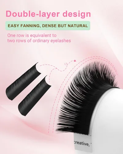 Vista 4 de NAGARAKU Easy Fan - Extensiones de pestañas con volumen, 0.07 D 0.354 in, negro mate Soft Faux Mink PBT Fiber, Rapid Self Blooming Fans 2D-20D