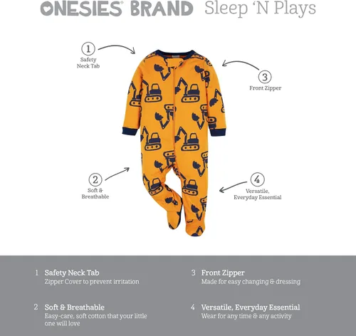 Vista 6 de Onesies Brand baby-boys 4-pack Sleep 'N Play Footies