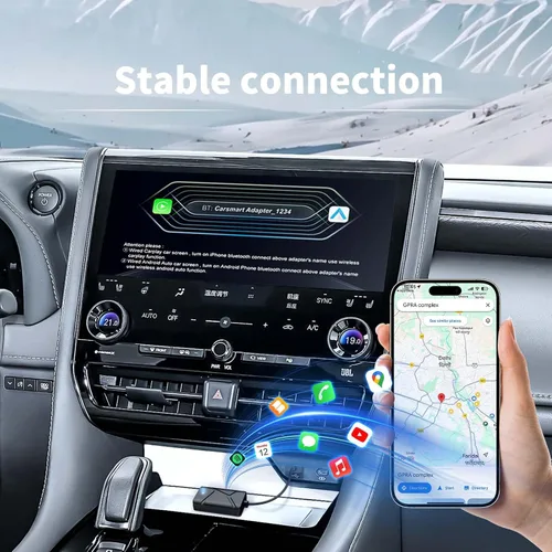 Vista 3 de Adaptador Carplay inalámbrico 2 en 1, convertidor con cable a adaptador inalámbrico para Apple iPhone y Android Auto, conexión automática Plug &