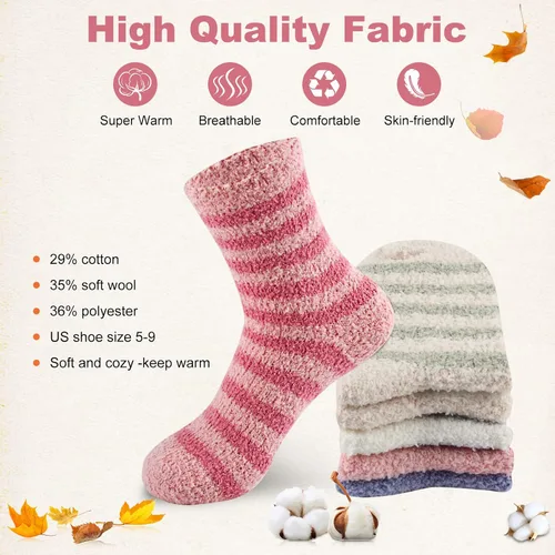 Vista 2 de FYC - Calcetines de invierno, para mujer, cálidos, de lana suave y gruesa, regalo de Navidad, calcetines deportivos acogedores, regalo para mujer