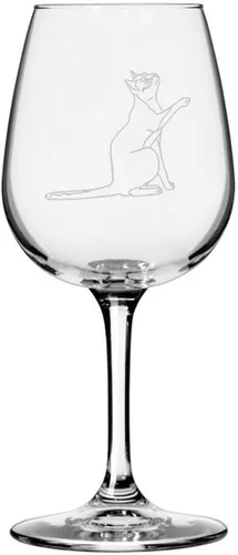 Vista 5 de Copa de vino de 12.75 onzas con temática de gato abisinio grabada para todo uso