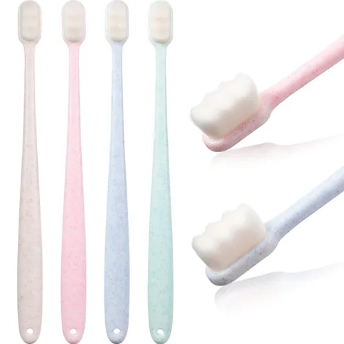 Vista 10 de Boao 4 cepillos de dientes extrasuaves para personas sensibles con 20000 micro cerdas nano para adultos embarazadas recesión ancianos, protege