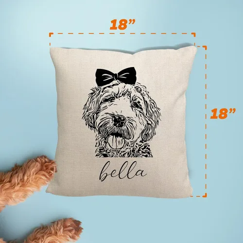 Vista 6 de Pattern Pop - Almohada personalizada con arco y garabatos - Funda de almohada - Almohada decorativa para perro - Funda de almohada cuadrada de 18 x