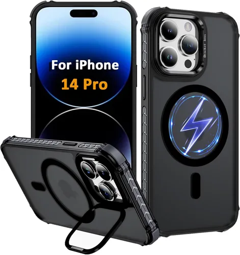 Vista 69 de Funda KETGII para iPhone 13, para iPhone 14, compatible con MagSafe, carga inalámbrica, resistente, a prueba de golpes, pata ajustable, delgada