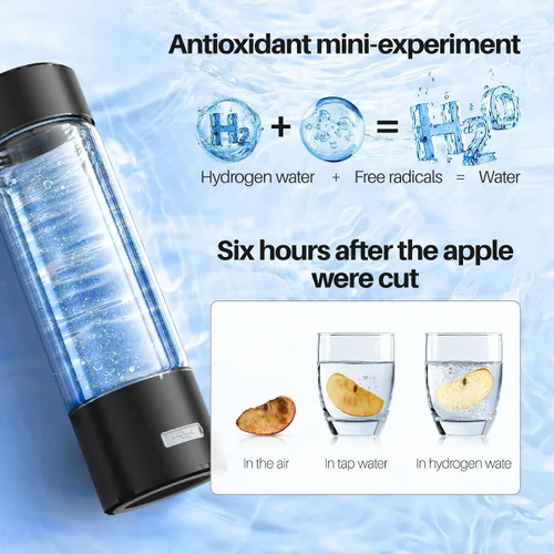 Vista 4 de MOVOCA Botella de agua de hidrógeno, generador de agua de hidrógeno rápido de 3 minutos y 2200 PPB -SPE PEM Tech, máquina de agua hidráulica