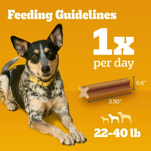 Vista 8 de Bocados Pedigree Dentastix para perros pequeños/medianos. Original chicken flavor, Triple action dental care, reduces tartar, cleans teeth