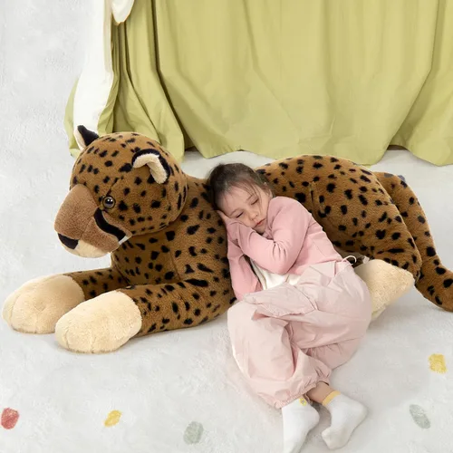 Vista 2 de MaoGoLan Animal de peluche grande de guepardo para niño, juguete de peluche gigante de guepardo para niña, leopardo montable de peluche para niños