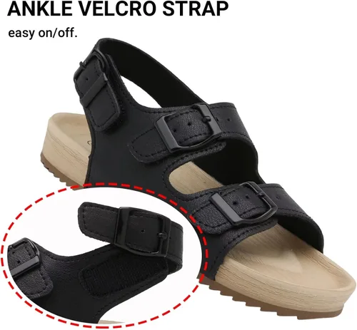 Vista 3 de Sandalias ajustables de doble hebilla para niñas y niños, zapatos de verano ligeros con velcro para niños pequeños y grandes
