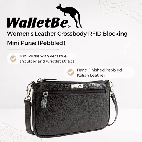 Vista 2 de WalletBe Mini bolso cruzado de cuero para mujer con bloqueo RFID