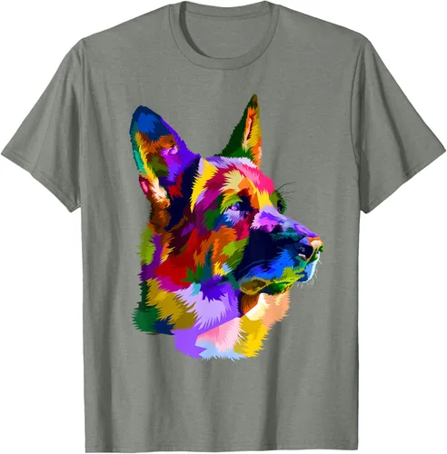 Vista 75 de Camiseta con retrato de pastor alemán para dueños de perros, Negro, S