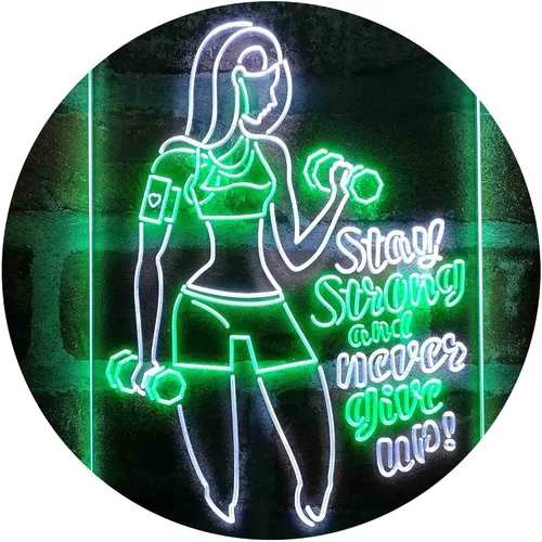 Vista 19 de ADVPRO Fitness Club Gym Stay Strong Never Give Up Dual Color LED Neon Sign azul & rojo 8 x 12 pulgadas st6s23-i4043-br