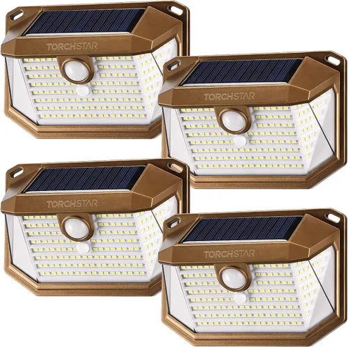 Vista 9 de TORCHSTAR Luces solares con sensor de movimiento para exteriores, IP65, impermeable, inalámbrica, iluminación de pared para exteriores, para Negro