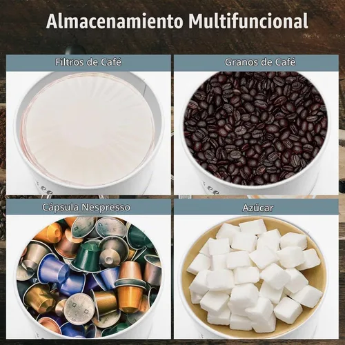 Vista 5 de Soporte para filtro de café esmaltado blanco con tapa, decoración rústica de granja de café envejecida