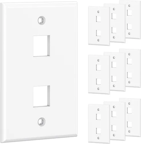 Vista 8 de Cable Matters - Paquete de 10 placas de pared Keystone de perfil bajo de 4 puertos