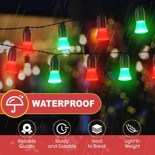 Vista 4 de 25 bombillas LED de Navidad de 2 W de repuesto para tira de luces al aire libre, base E26, plástico impermeable, S14, bombilla LED S14 para boda