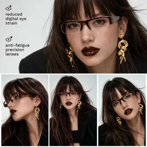 Vista 4 de livho Lentes retro elegantes con bloqueo de luz azul — Marco rectangular estrecho de principios de la década de 2000 para mujer