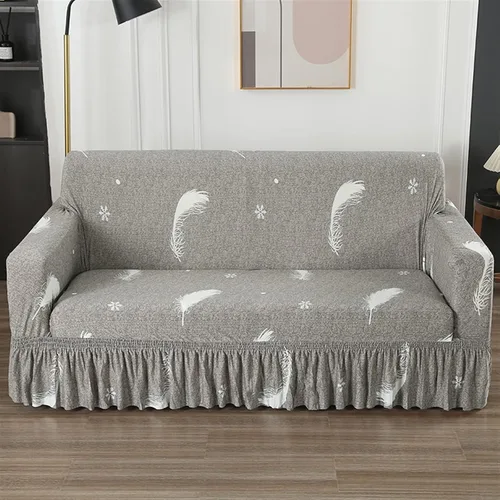 Vista 19 de MIPOPS Funda de sofá estampada elástica para sillón, fundas con patrón con falda lavable, protector de muebles de elastano para sala de estar