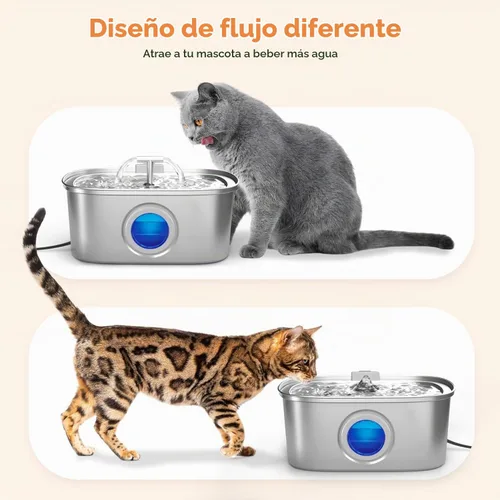 Vista 4 de Fuente de agua para gatos de acero inoxidable: Fuente de agua para mascotas