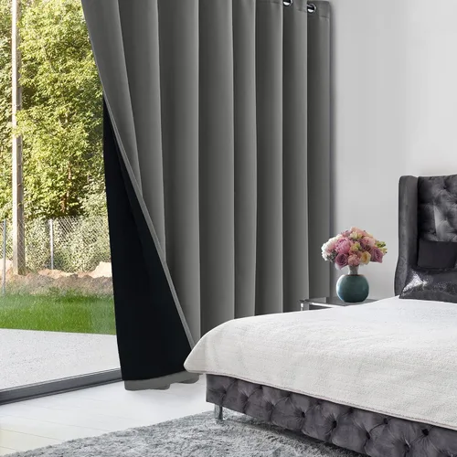 Vista 225 de Deconovo Cortinas opacas 100% con forro negro, cortinas con ojales aisladas térmicamente que reducen el ruido, doble capa para oscurecer