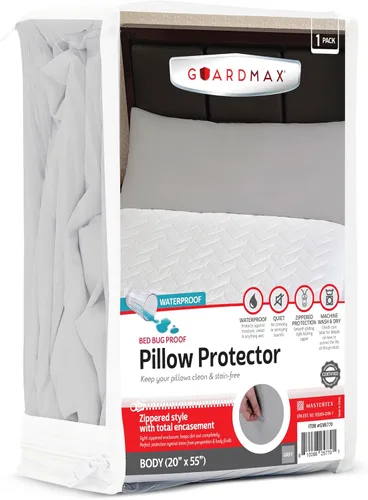 Vista 17 de Guardmax - Protector de almohada resistente al agua y a prueba de chinches - Con zipper - Juego de 2 - Silencioso, Poliuretano, Blanco, Estándar