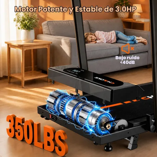 Vista 2 de Caminadoras para el hogar con 7.5 MPH, altavoz integrado, cintas de correr plegables de 3.0 HP con inclinación del 10%, máquina de correr compacta