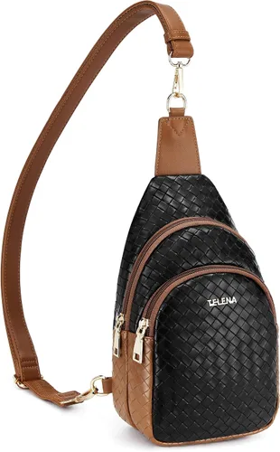 Vista 163 de Telena Riñonera pequeña para mujer, de cuero, cangureras, bolsa de pecho para mujer