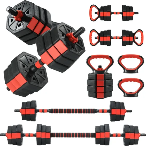 Vista 14 de Mancuernas ajustables, juego de pesas libres de 44/66/88 libras con conector, juego de mancuernas de peso 4 en 1 utilizado como kettlebells, barra