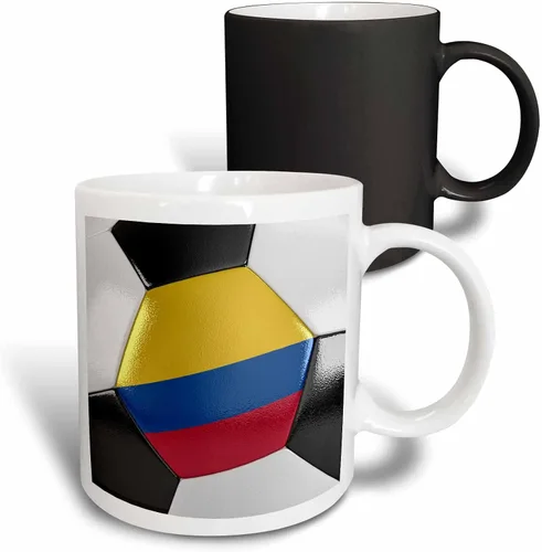 Vista 9 de 3dRose Colombia - Taza de fútbol (11 onzas), color negro