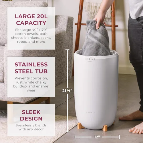 Vista 2 de Zadro Calentador de Toallas Calientes Grande con Temporizador Cubo Calentador de Toallas Eléctrico para Baño con Apagado Automático Calentador