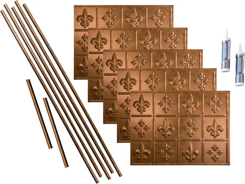 Vista 24 de FASÄDE Fleur de Lis - Kit decorativo de vinilo para salpicaduras de 15 pies cuadrados, color blanco brillante