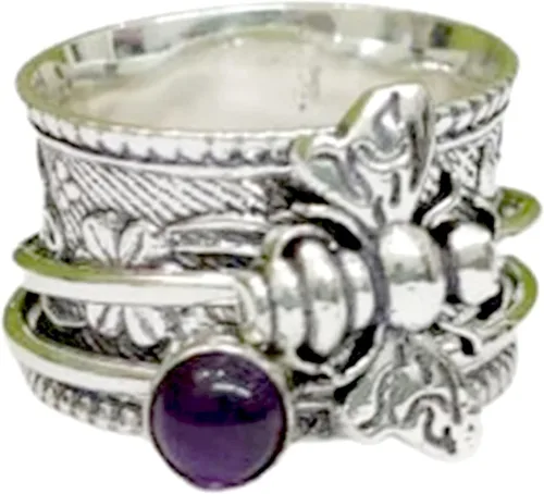 Vista 10 de Honey Bee - Anillo giratorio para mujer, plata de ley 925, hecho a mano, con piedras preciosas bohemias, anillo para el pulgar, regalo de promesa