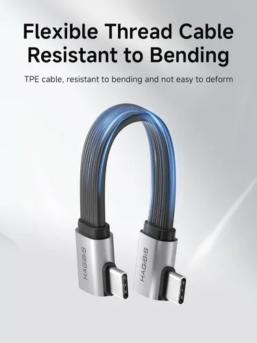 Vista 5 de Hagibis Cable USB4 de 90 grados de 0.33 pies, transferencia de datos de 80 Gbps, pantalla de video de 8 K a 60 Hz, cable USB-C de carga rápida