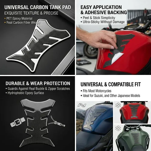 Vista 8 de Etiqueta engomada de la motocicleta, protector universal de la almohadilla de tracción de la motocicleta Fishbone Gas Sticker