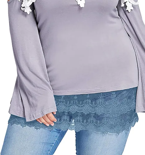 Vista 2 de Extensor de camisa para mujer, con capas ajustables, parte superior falsa, minifalda de barrido inferior, extensores de vestido de encaje, medio