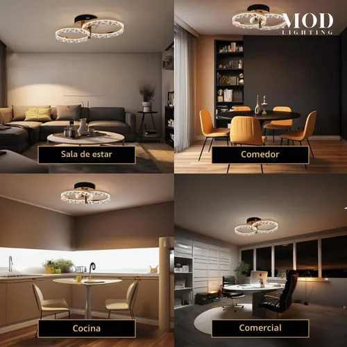 Vista 4 de Clara - Lámpara de techo moderna de montaje empotrado, lámpara de techo LED de 2 anillos para cocina, dormitorio y pasillo, cerca de luces de techo