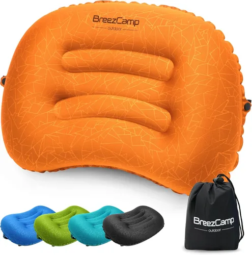 Vista 9 de Almohada inflable para acampar, almohada de aire inflable de viaje, soporte lumbar para el cuello, almohada compacta ultraligera para senderismo al