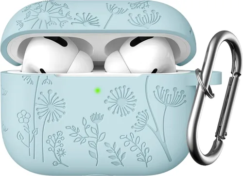 Vista 19 de Lerobo - Funda para AirPods Pro 2, funda de silicona suave con llavero para mujer