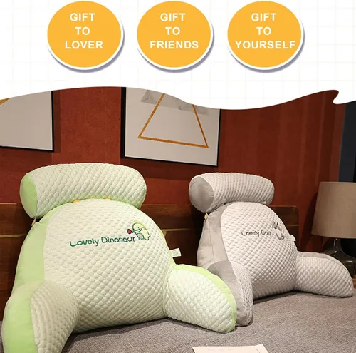 Vista 5 de Almohada de lectura – Almohada de descanso en cama con brazos y rollo de cuello desmontable de dibujos animados de animales almohada de lectura