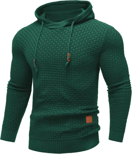 Vista 43 de COOFANDY Sudadera con capucha para hombre, casual, de manga larga, con cordón, de punto gofre, ajustada