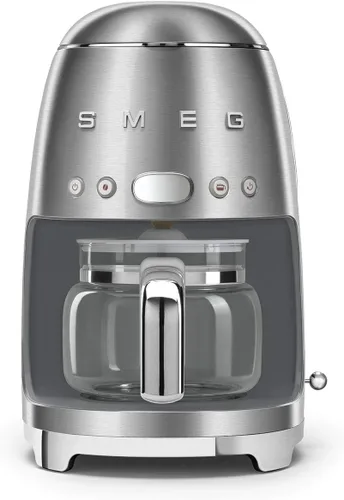 Vista 8 de Smeg Cafetera de goteo estética de estilo retro de los años 50 con jarra de vidrio de 10 tazas, función de arranque automático, plato para mantener