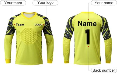 Vista 2 de Camisetas de portero personalizadas para jóvenes, hombres y niñas con nombre y número de equipo, logotipo de equipo personalizado para niños