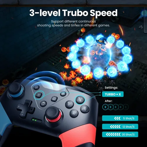 Vista 5 de VOYEE Controlador Pro Switch, controlador de interruptor inalámbrico con programación Turbo Motion Vibration Screenshot, controlador Switch Pro